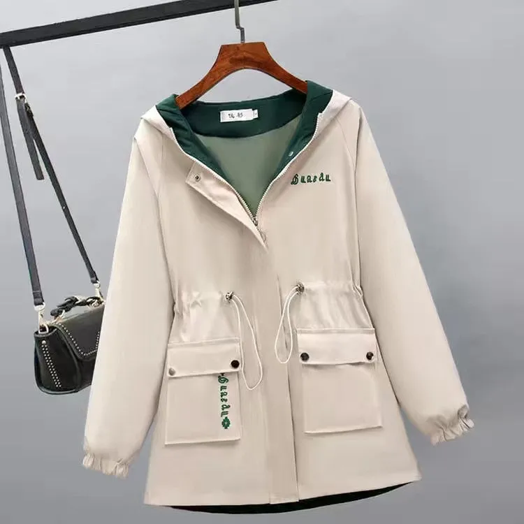 2022 New Women Jackets Zipper Pockets Casual Long Sleeves Coats Winter Hooded Jacket Windbreaker Female Basic Coat Plus Size 3XL