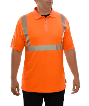 302CTOR Hi-Vis Orange Birdseye Safety Polo Shirt with 3M™ Scotchlite™ Comfort Trim