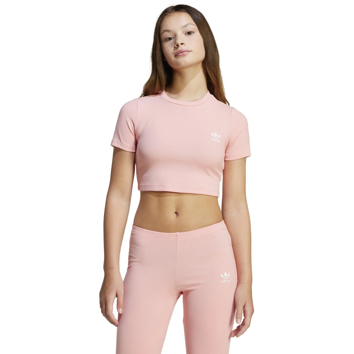 adidas Originals Semi Pink Spark Rib Crop Tee