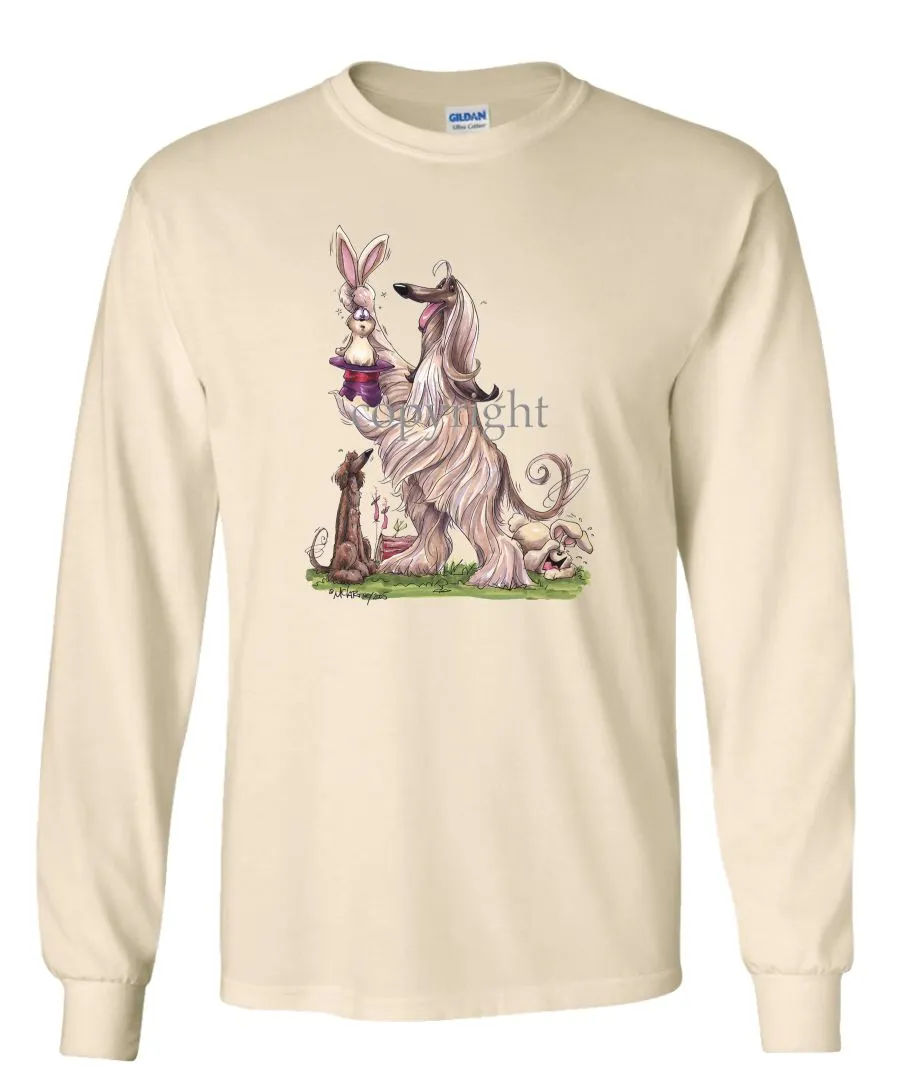 Afghan Hound - Pulling Rabbit Out Of Hat - Caricature - Long Sleeve T-Shirt