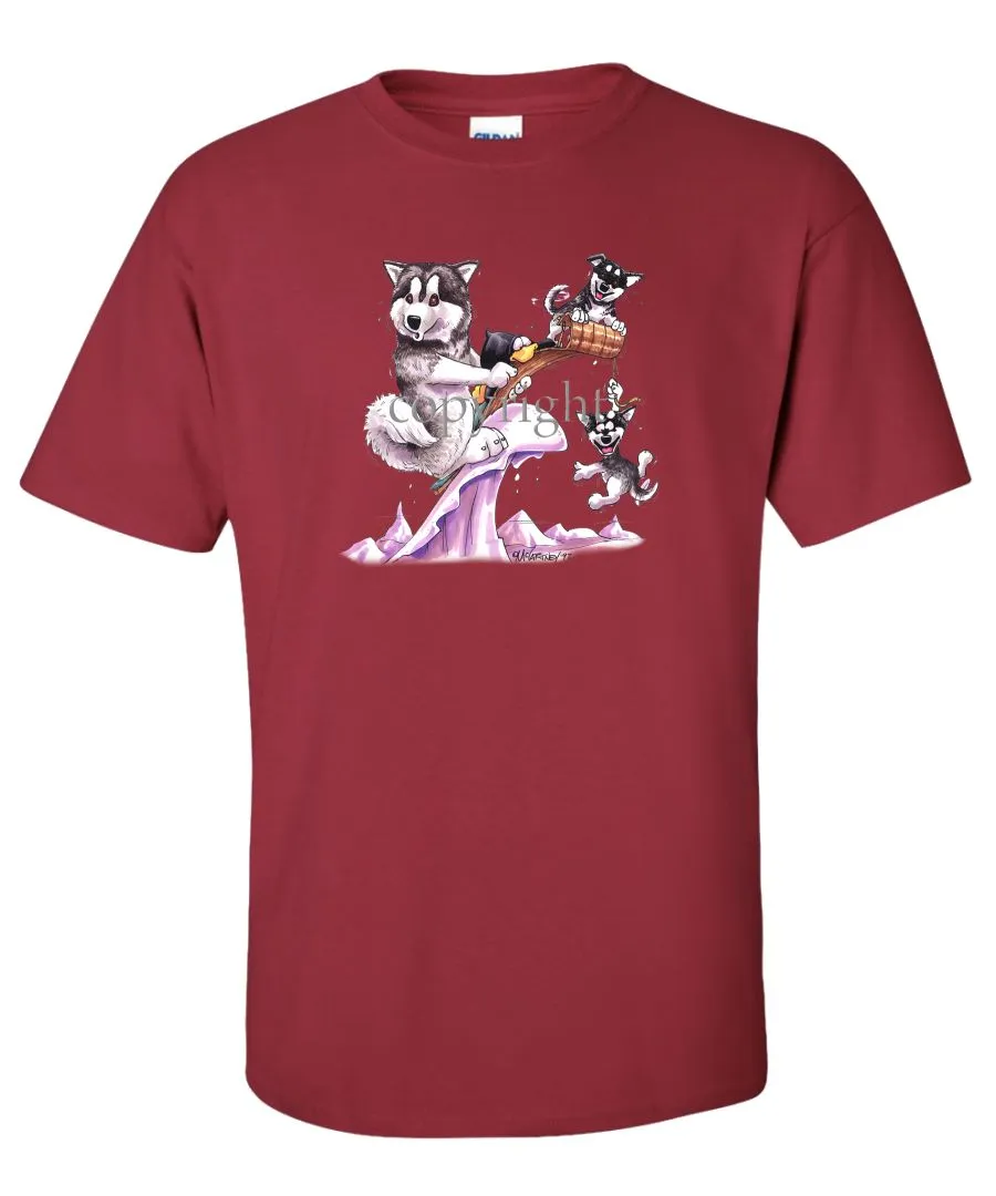 Alaskan Malamute - Toboggan - Caricature - T-Shirt