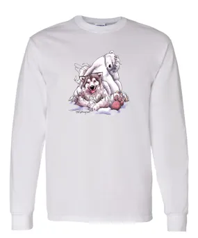 Alaskan Malamute - With-polar-bear - Caricature - Long Sleeve T-Shirt