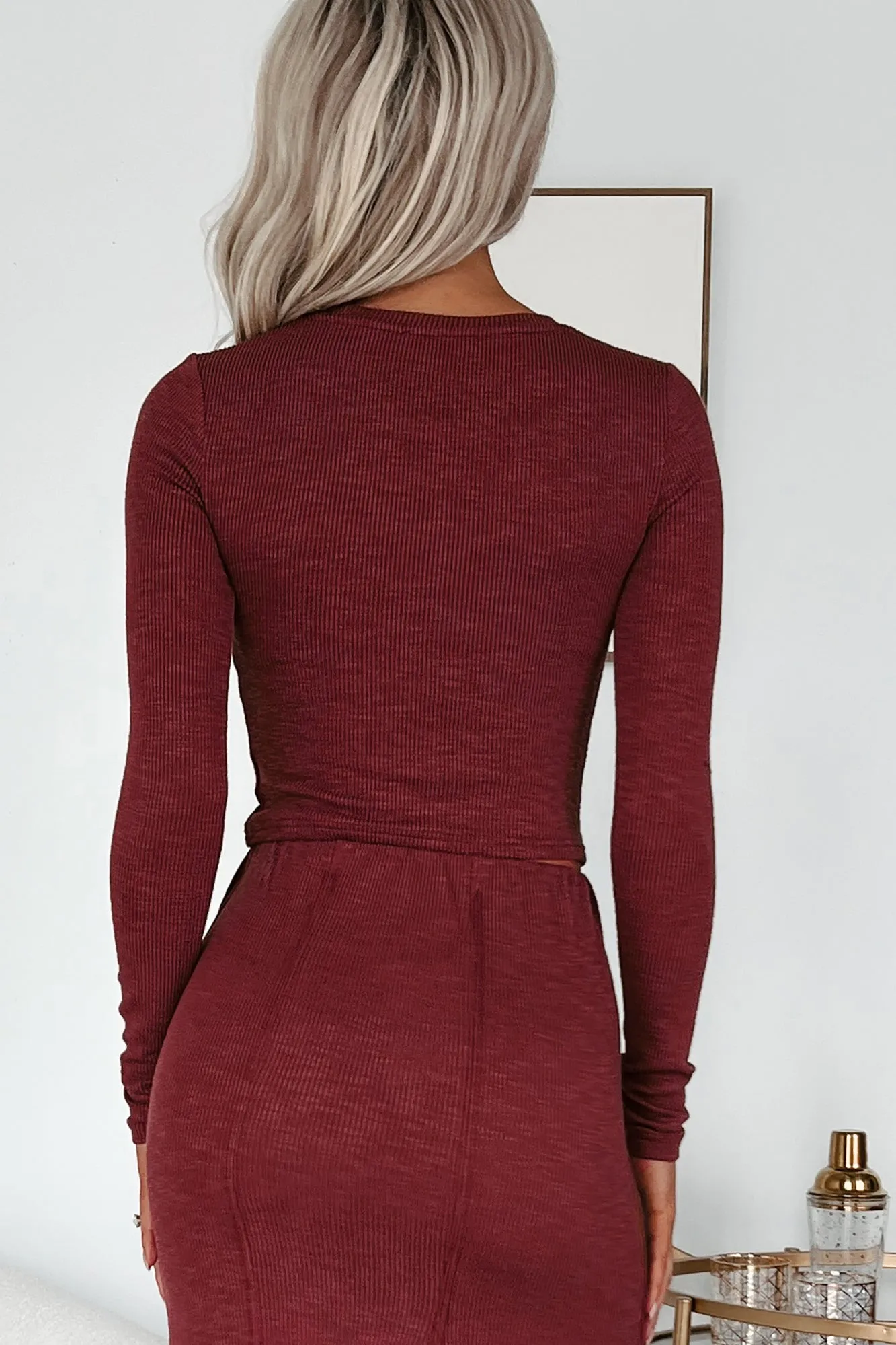 All In Theory Inverted Seam Long Sleeve Top (Burgundy)