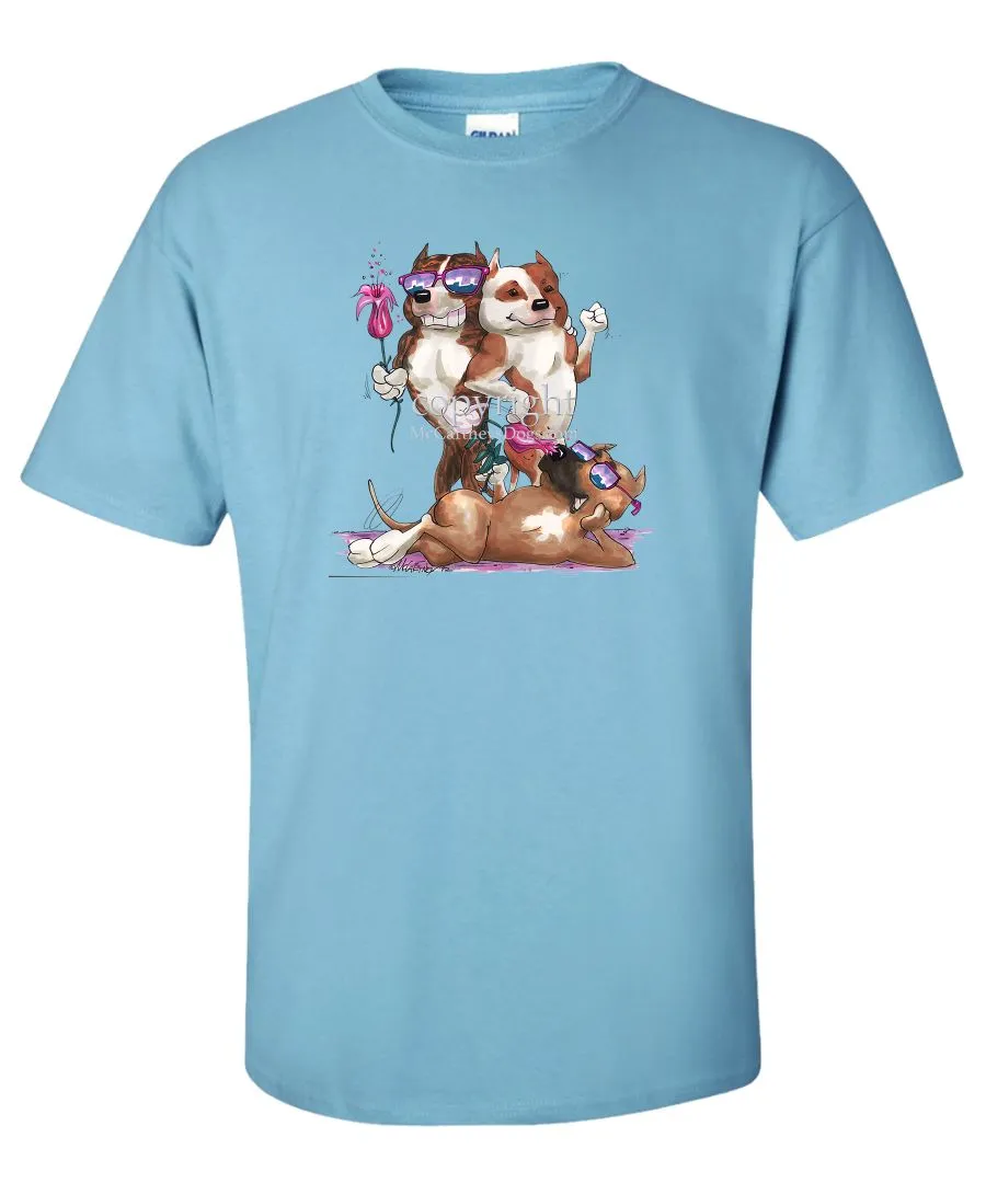 American Staffordshire Terrier - Group Trio - Caricature - T-Shirt