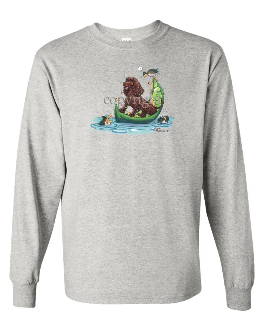 American Water Spaniel - Canoe - Caricature - Long Sleeve T-Shirt