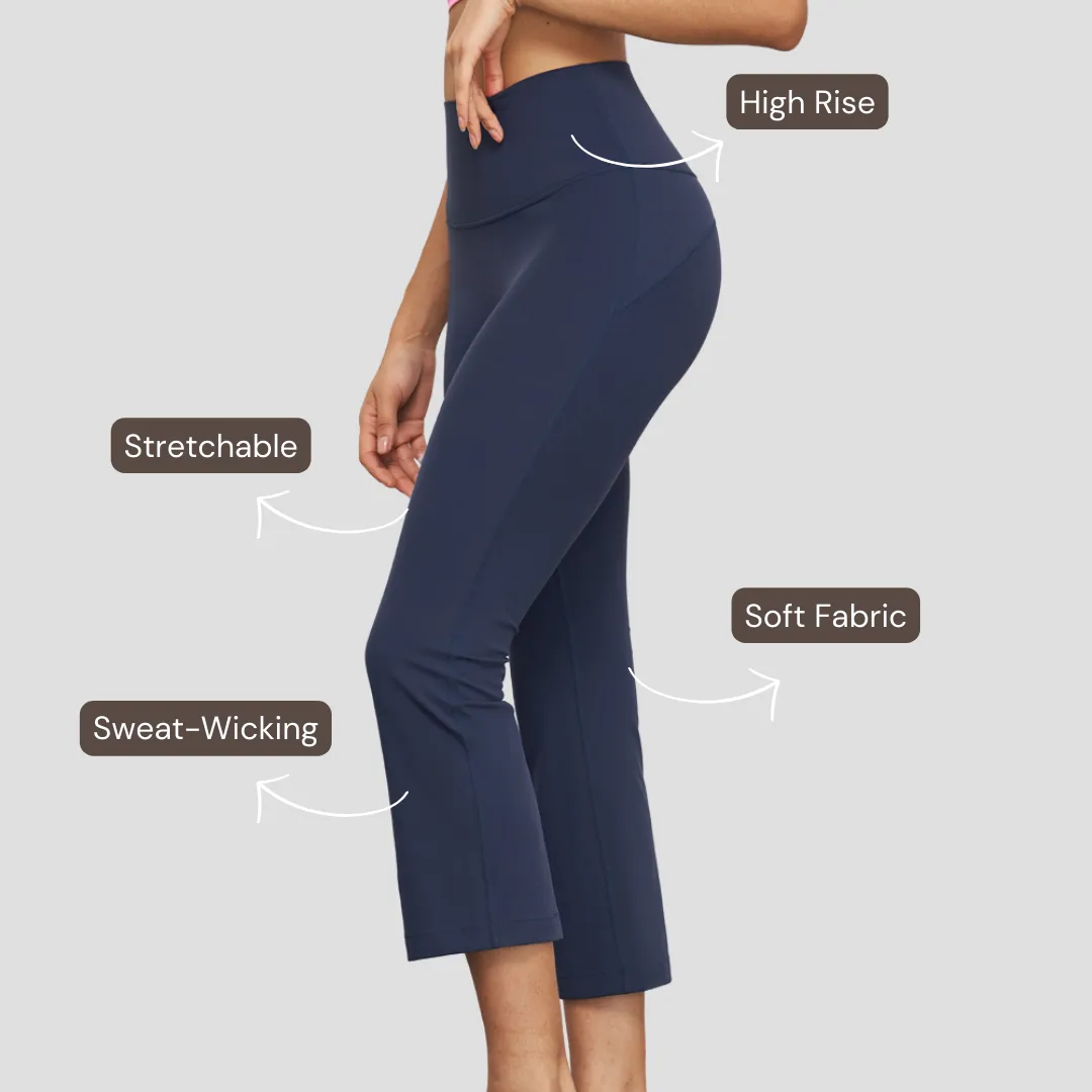 Ankle Length Flare Pants - Navy Blue