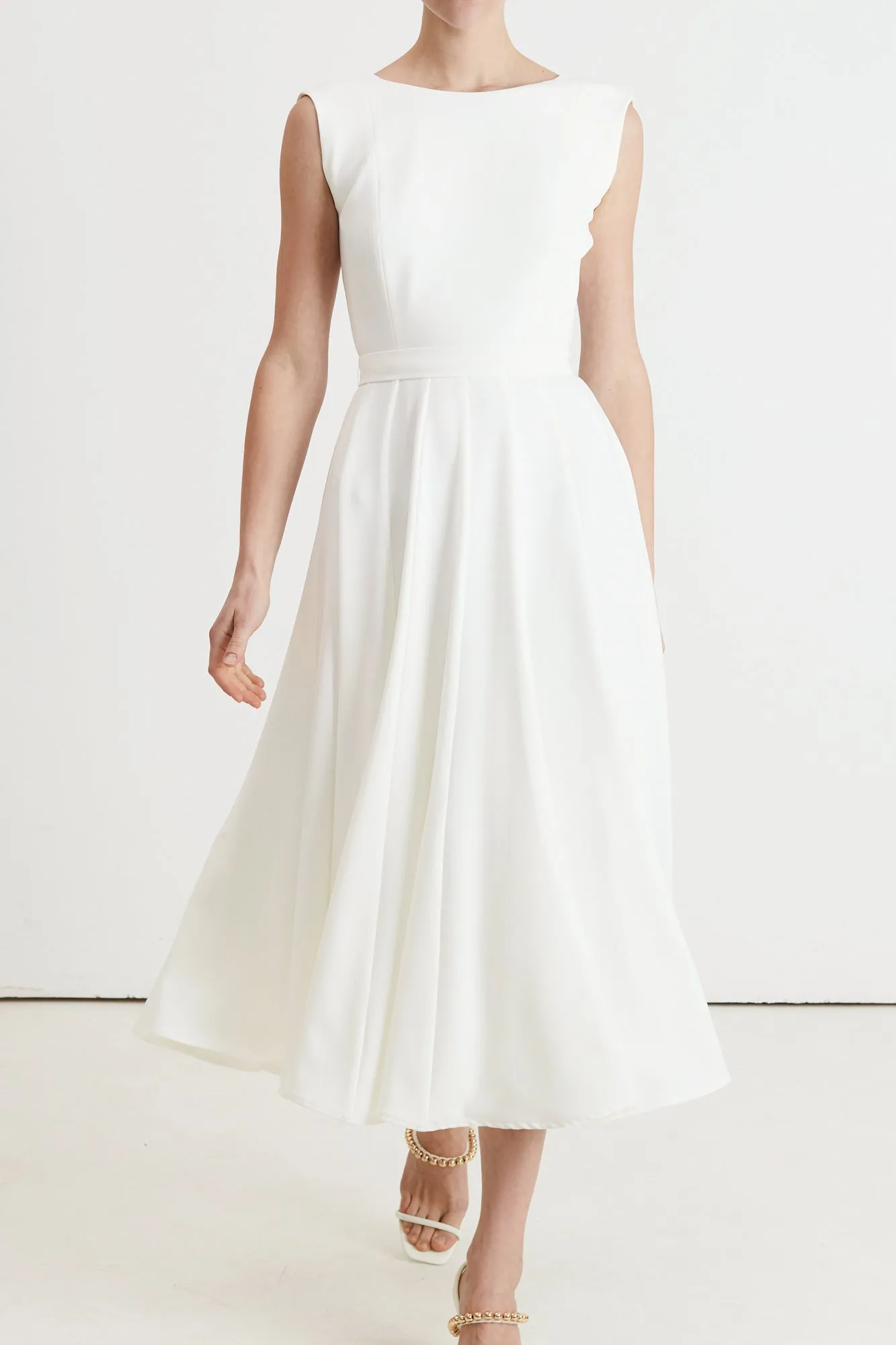 ARIOSE elegant pleated midi wedding dress