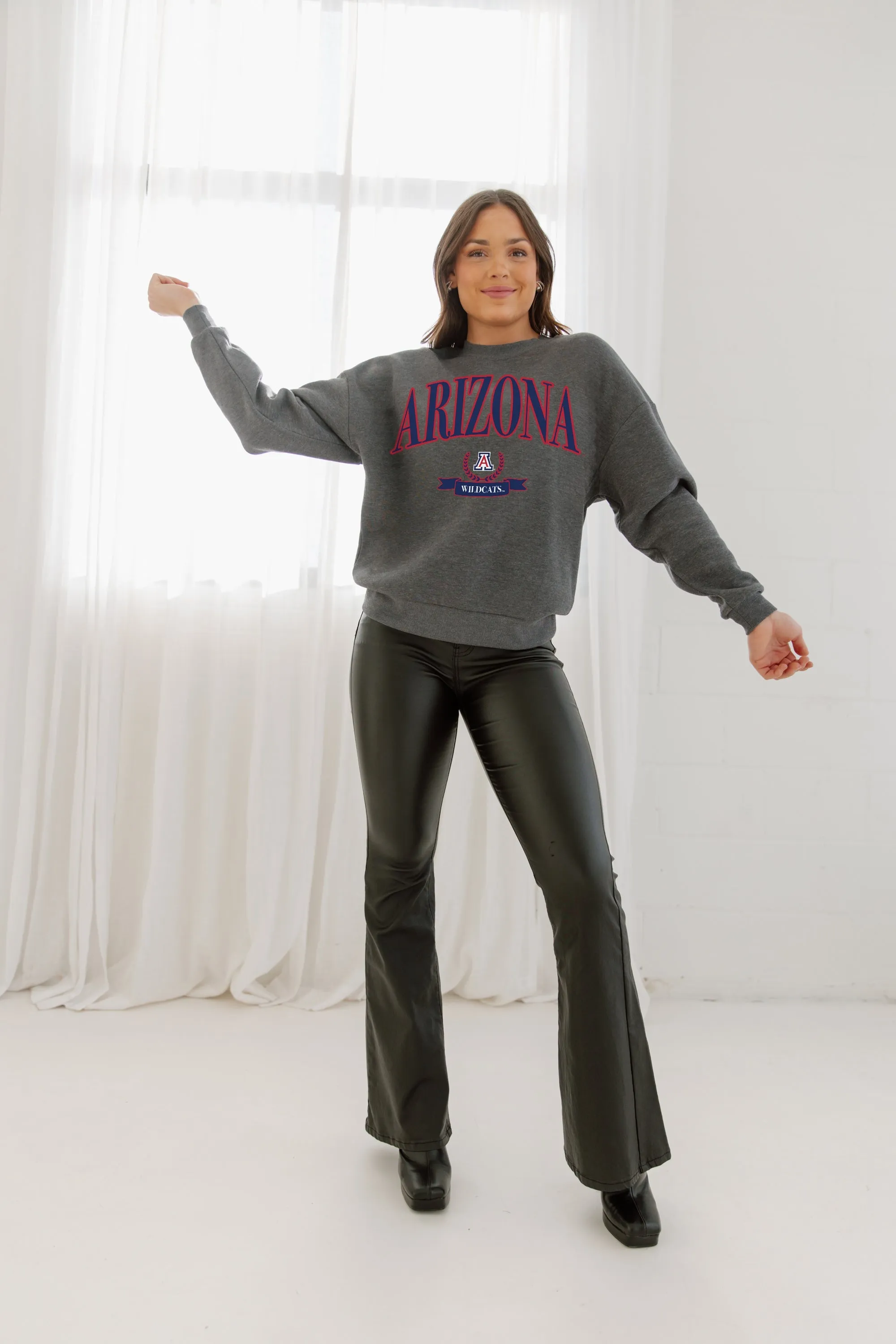 ARIZONA WILDCATS SEAL THE DEAL PREMIUM FLEECE DROP SHOULDER CREWNECK PULLOVER