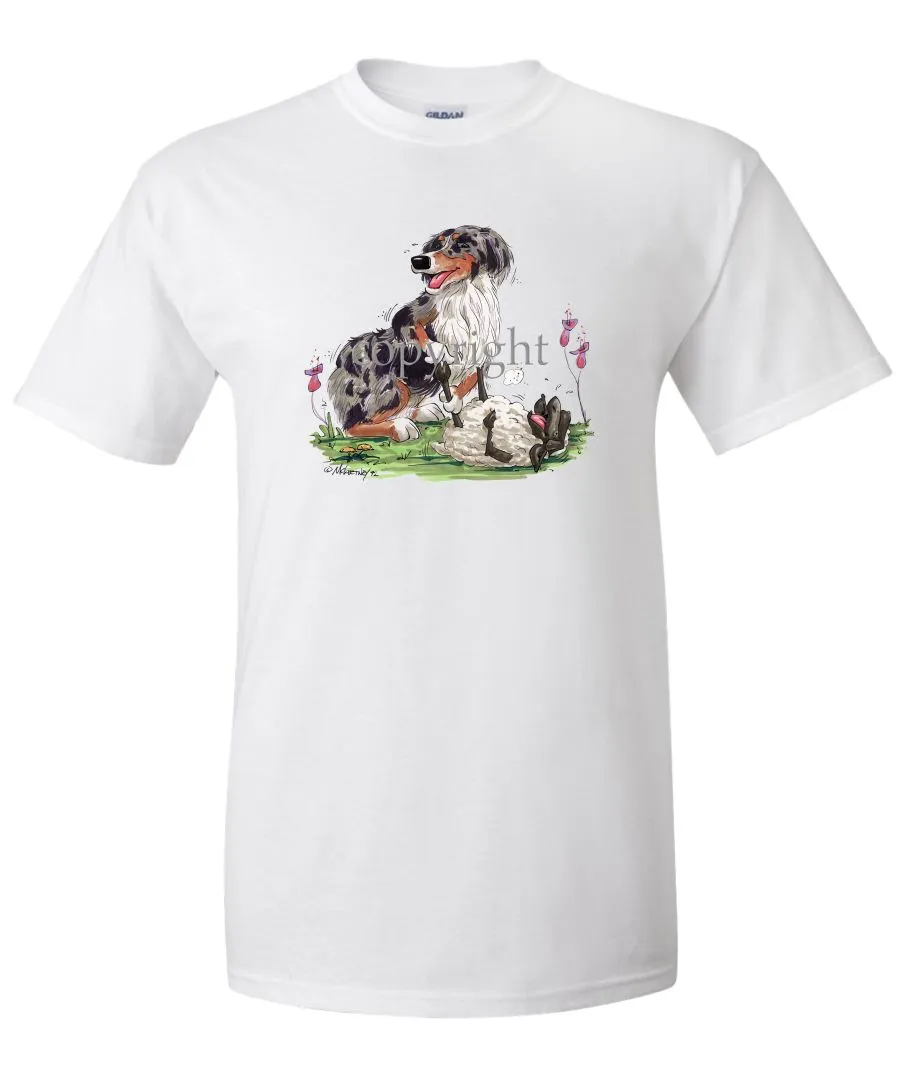 Australian Shepherd  Blue Merle - Tickling Sheep - Caricature - T-Shirt