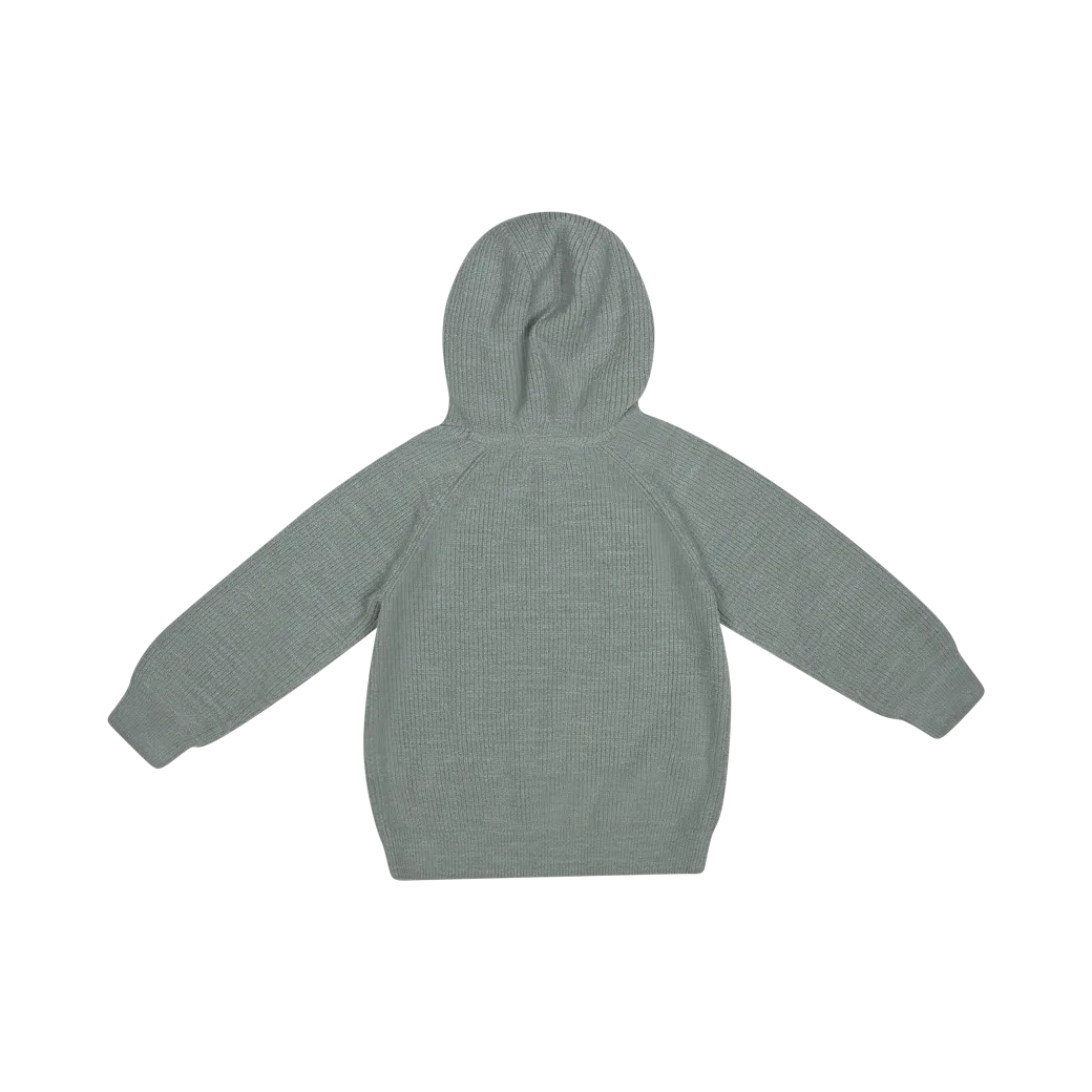 Baje Studio Clay knit hooded pullover greyish blue