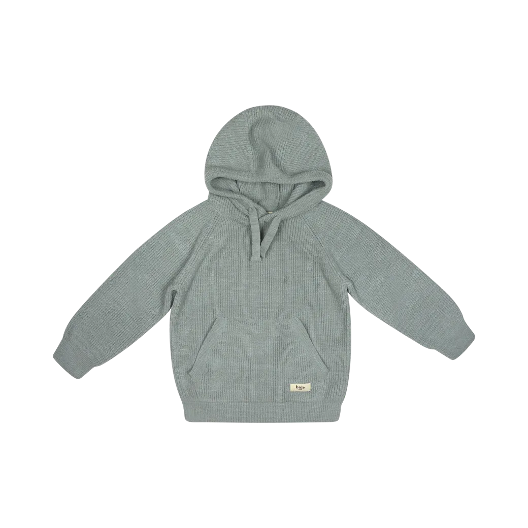 Baje Studio Clay knit hooded pullover greyish blue