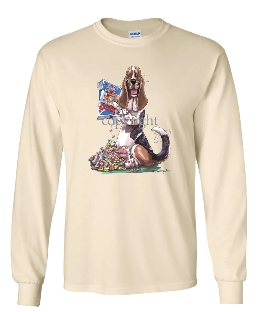 Basset Hound - Cereal Box - Caricature - Long Sleeve T-Shirt