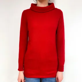 Berry Red Cashmere Funnel Neck Jumper Extra Small