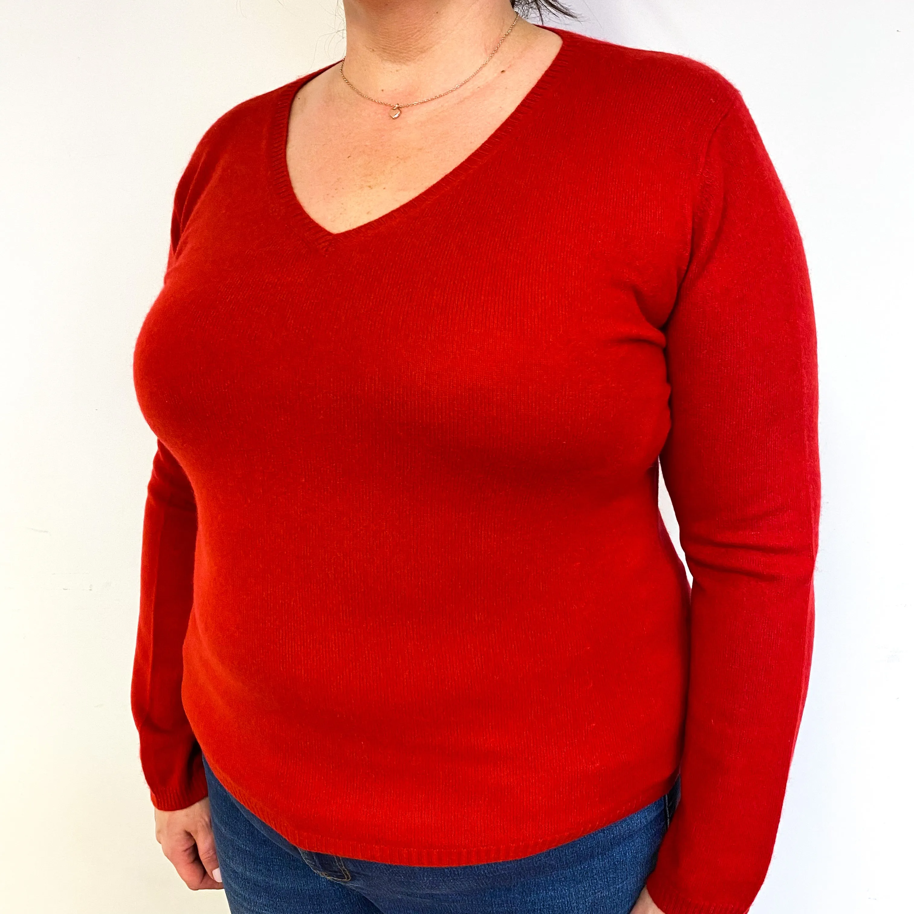 Berry Red Cashmere V-Neck Jumper Extra Large