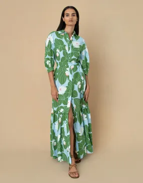 Bianca Linen Maxi Dress - Waterlily Green - SALE