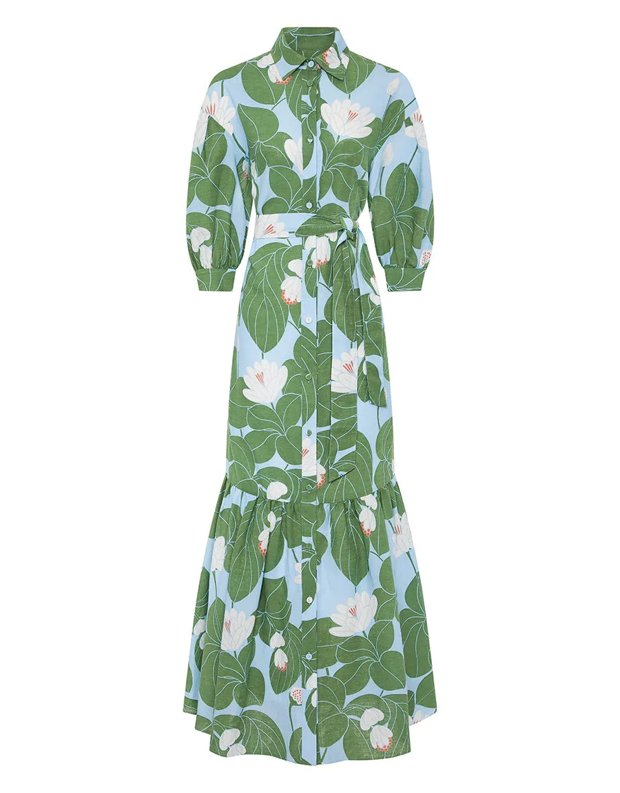 Bianca Linen Maxi Dress - Waterlily Green - SALE