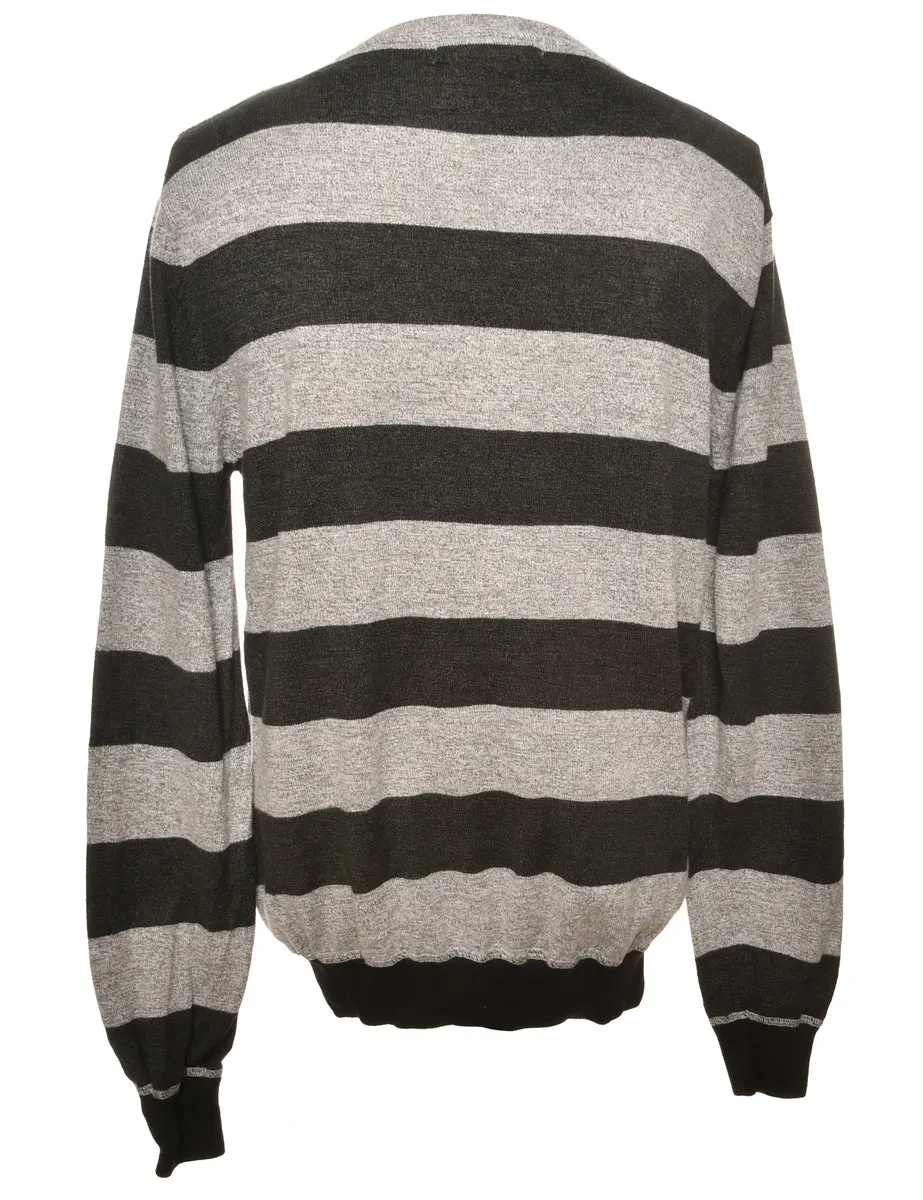 Black & Grey Knit Jumper - L