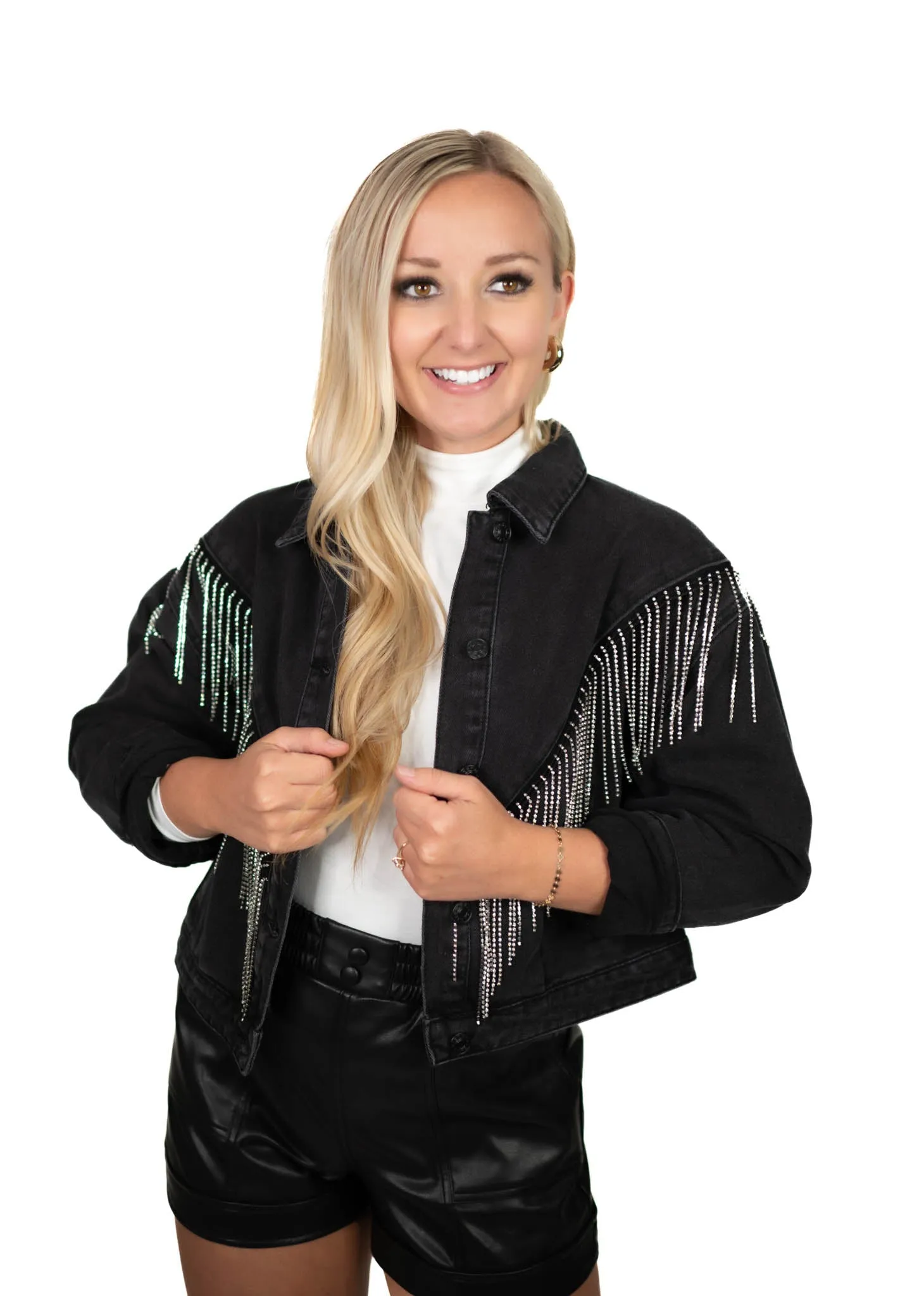 Black Chevron Fringe Jacket