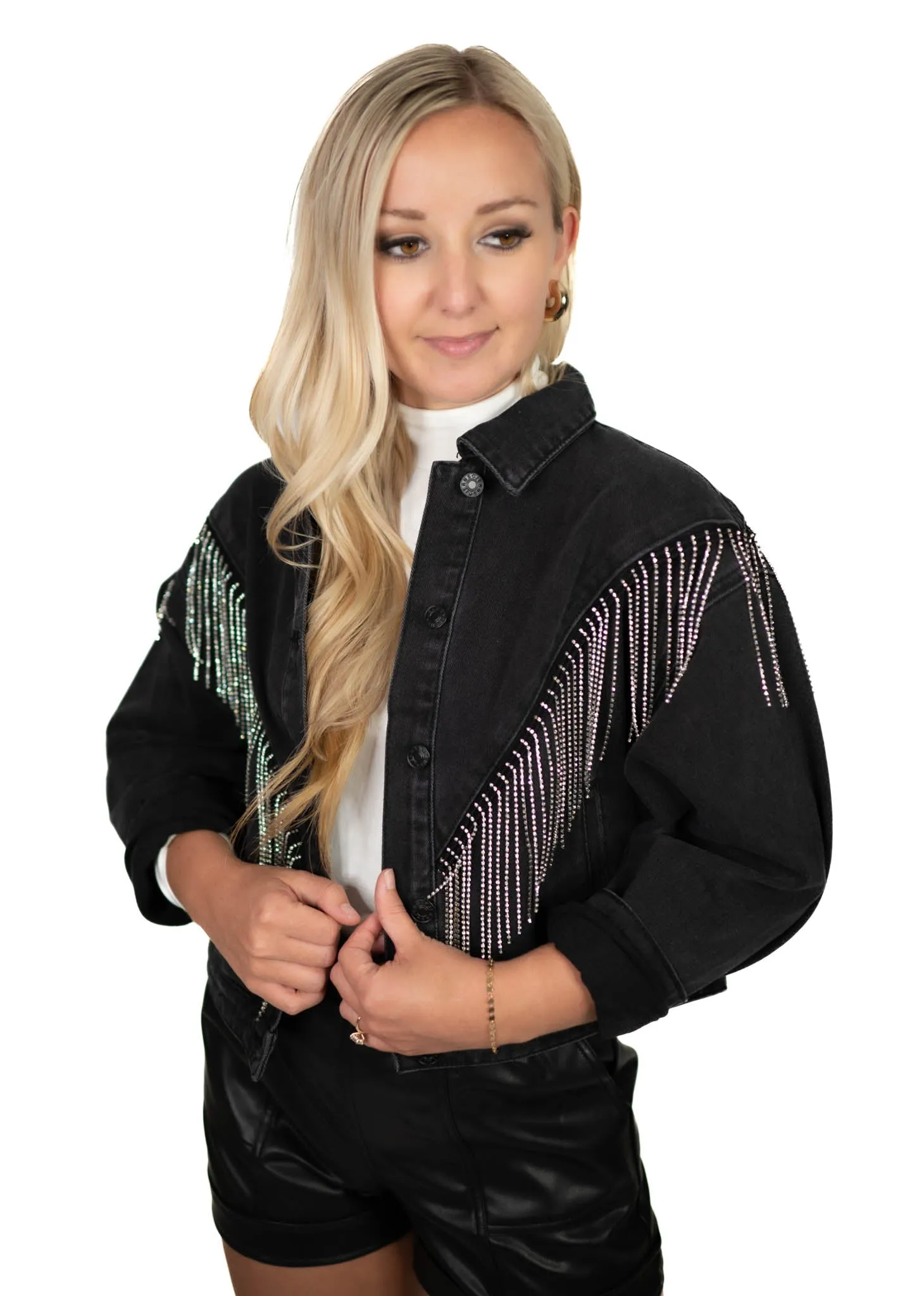 Black Chevron Fringe Jacket