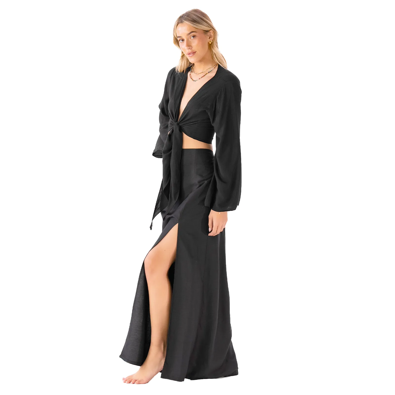 Black Daydreamer   Rayon Maxi Skirt Set