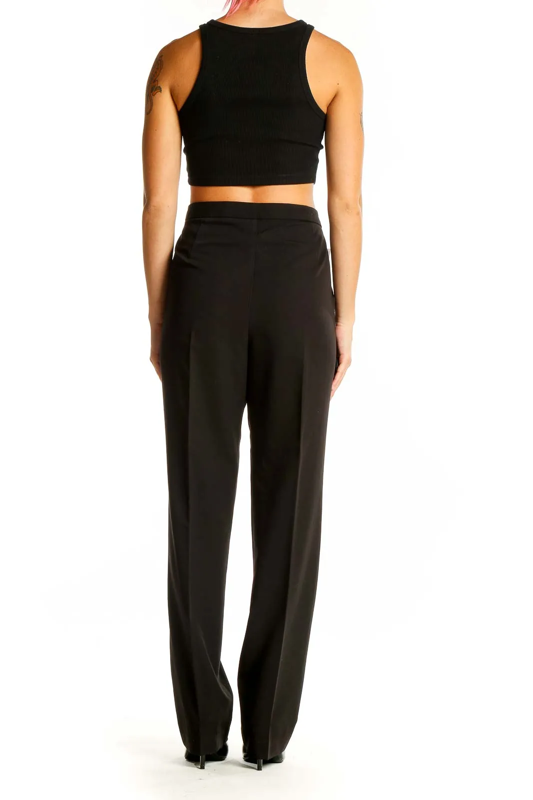 Black High-Waisted Studded Dress Pants