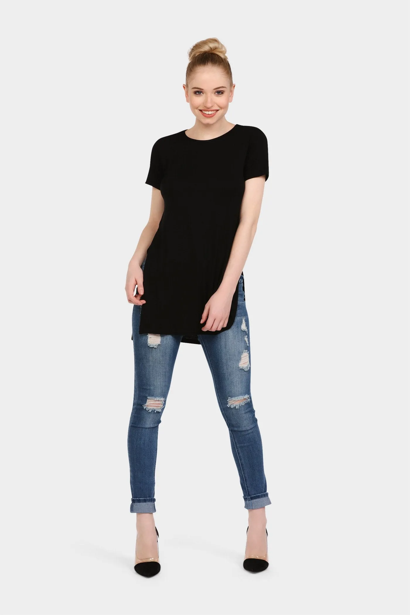 Black Side Split Oversized T-Shirt