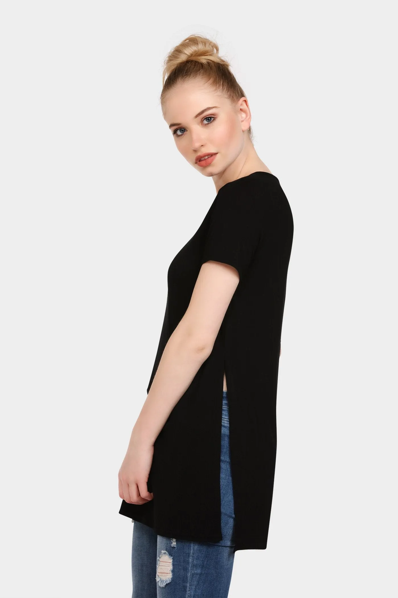 Black Side Split Oversized T-Shirt