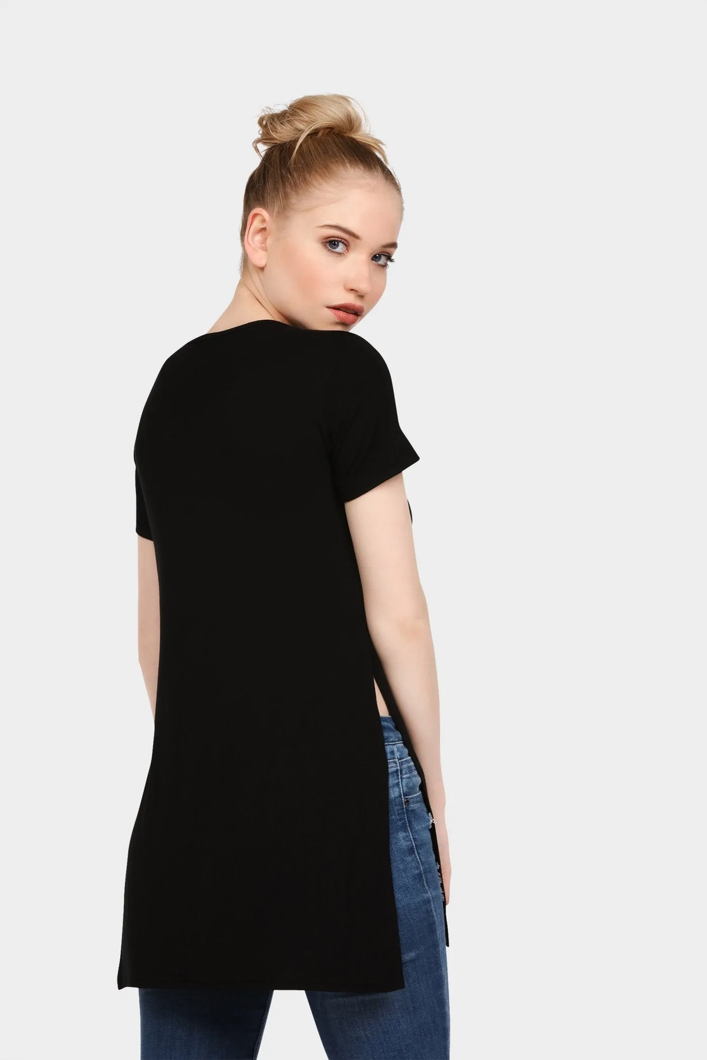 Black Side Split Oversized T-Shirt