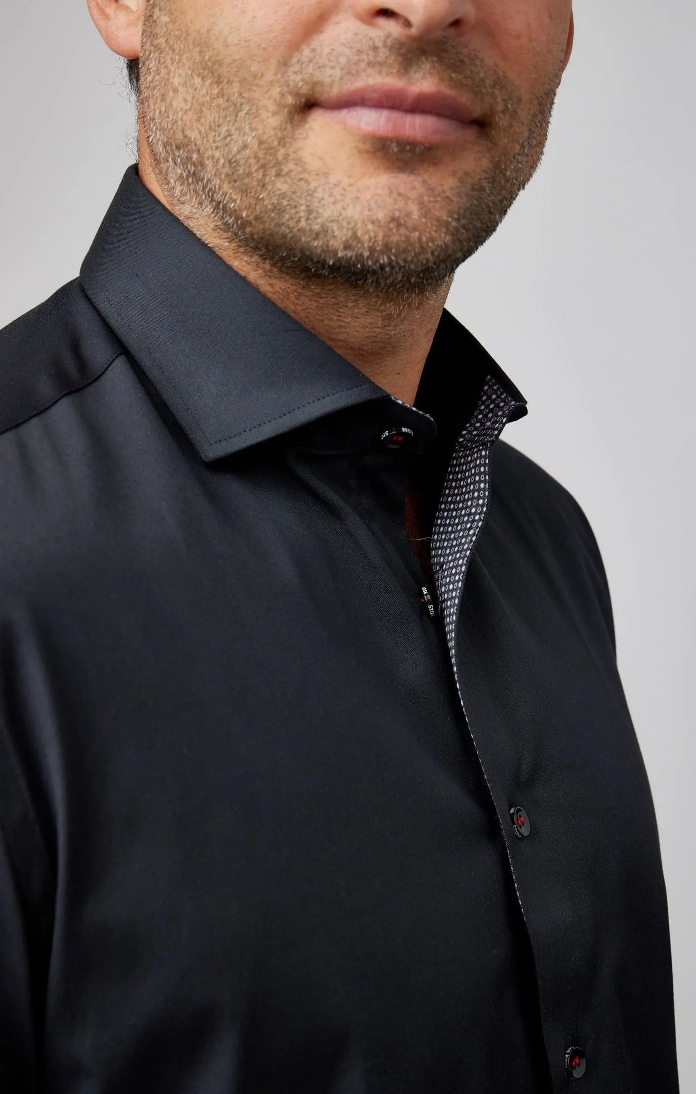 Black Solid Woven Drytouch Shirt