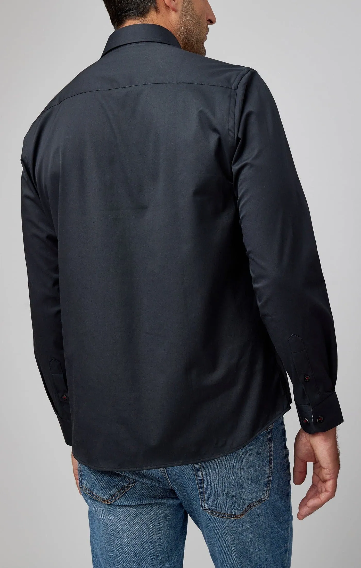 Black Solid Woven Drytouch Shirt