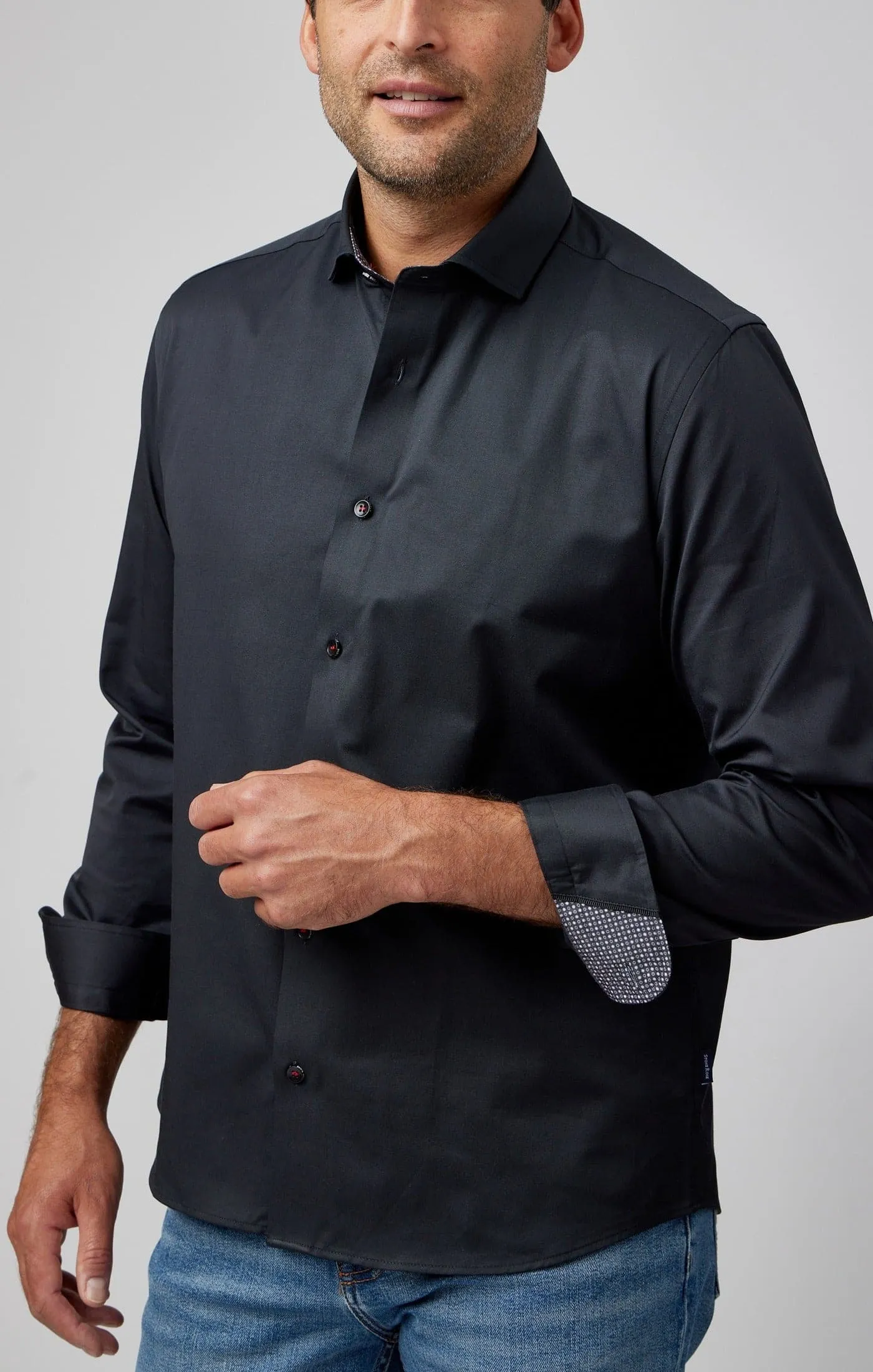 Black Solid Woven Drytouch Shirt