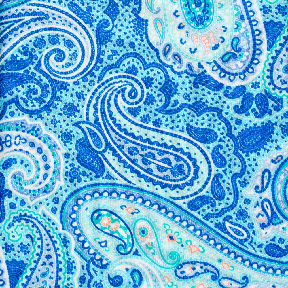 Blue and Aqua Sicilian Paisley Duchesse Silk Tie