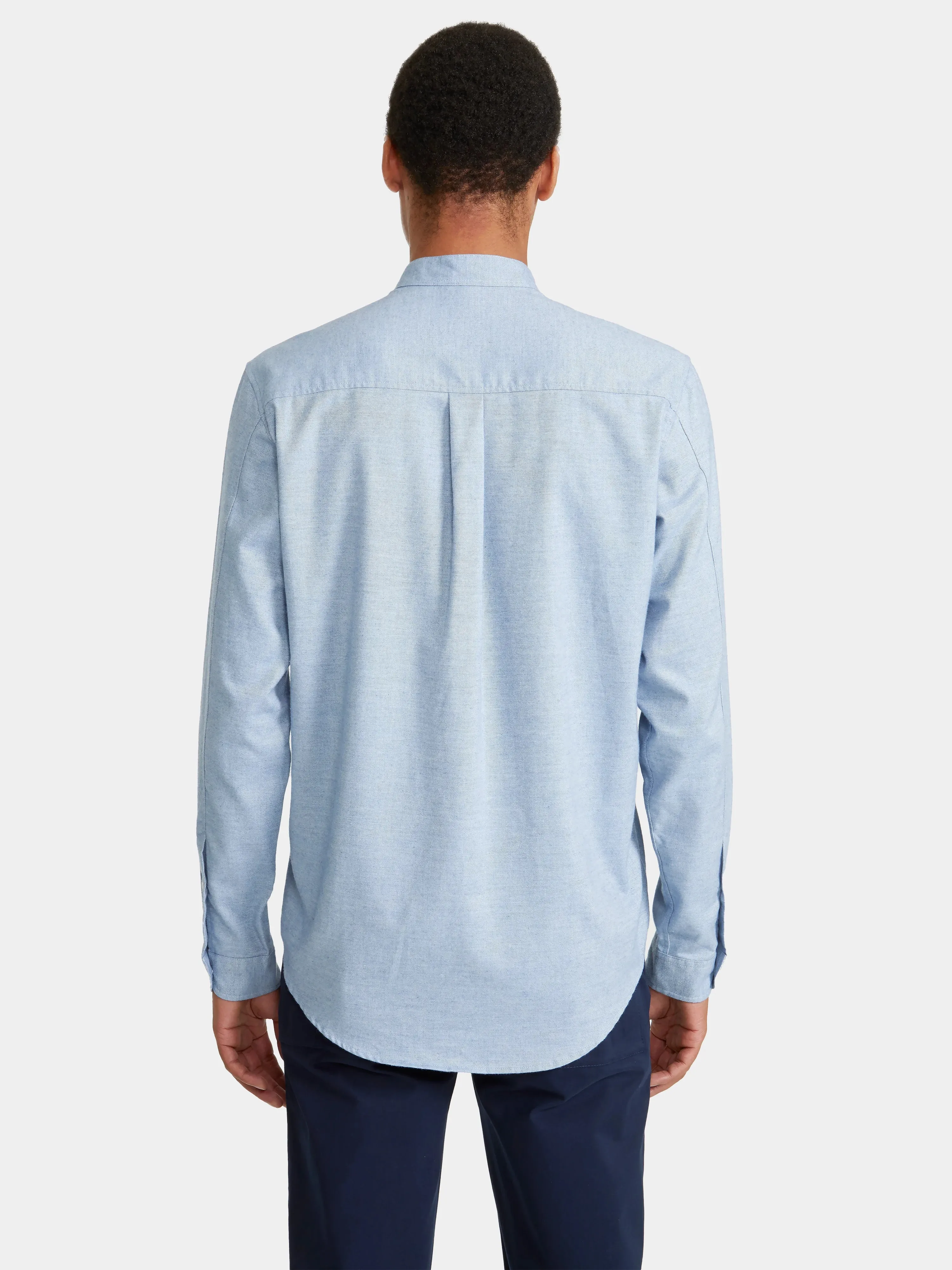 Blue Cotton Cashmere Grandad Shirt