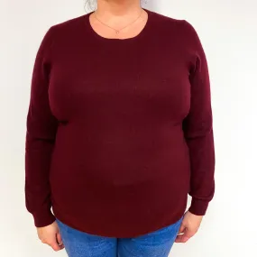 Burgundy Red Cashmere Crew Neck Jumper Extra Large