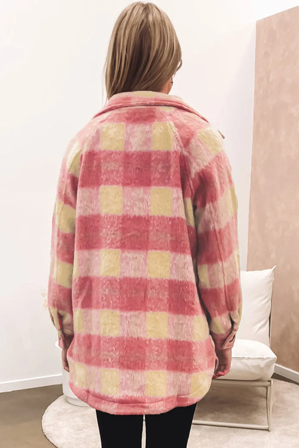 Button-Down Plaid Jacket for Women