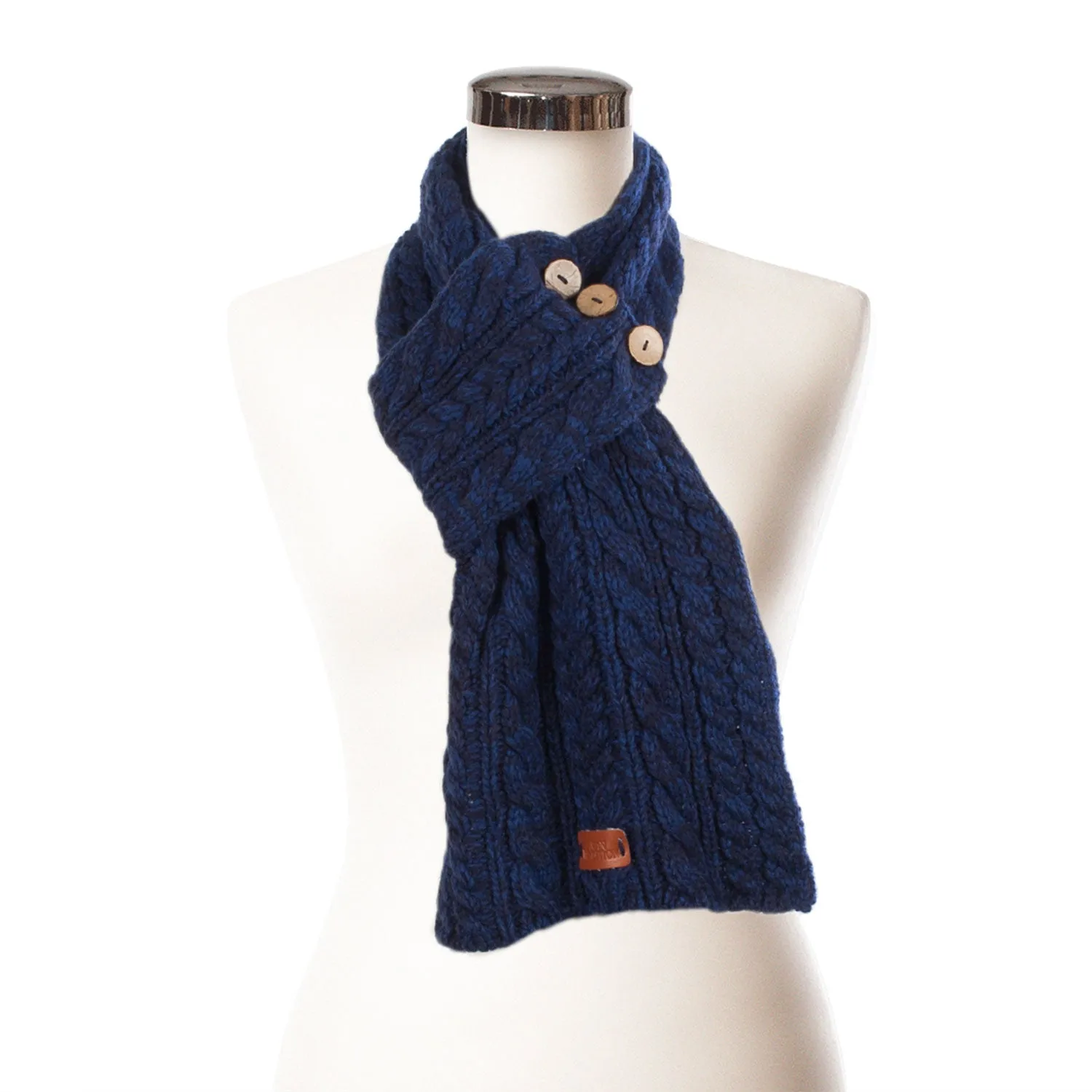 Cable Button Wrap Scarf