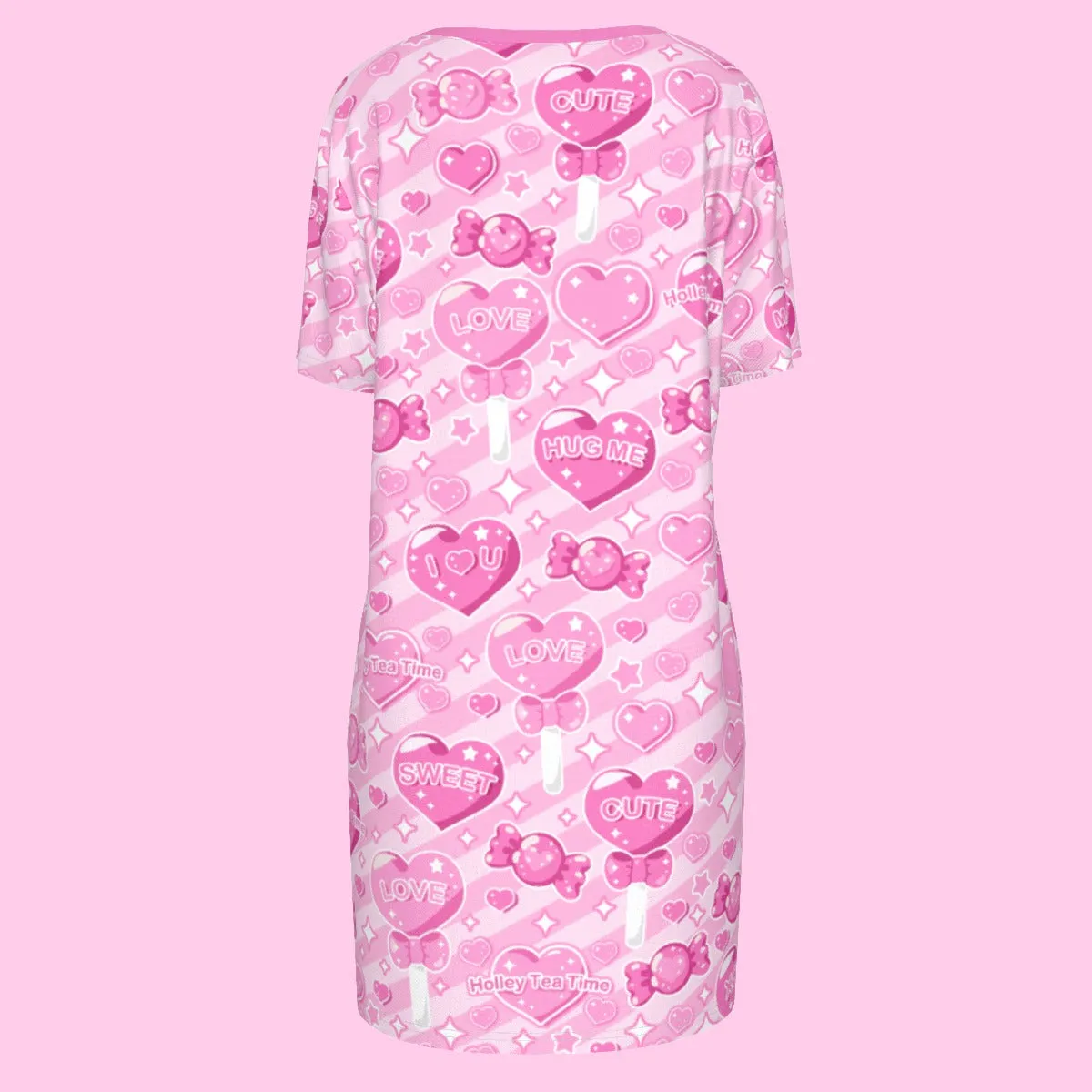 Candy Love Hearts (Pink Cutie) Women's T-shirt Dress