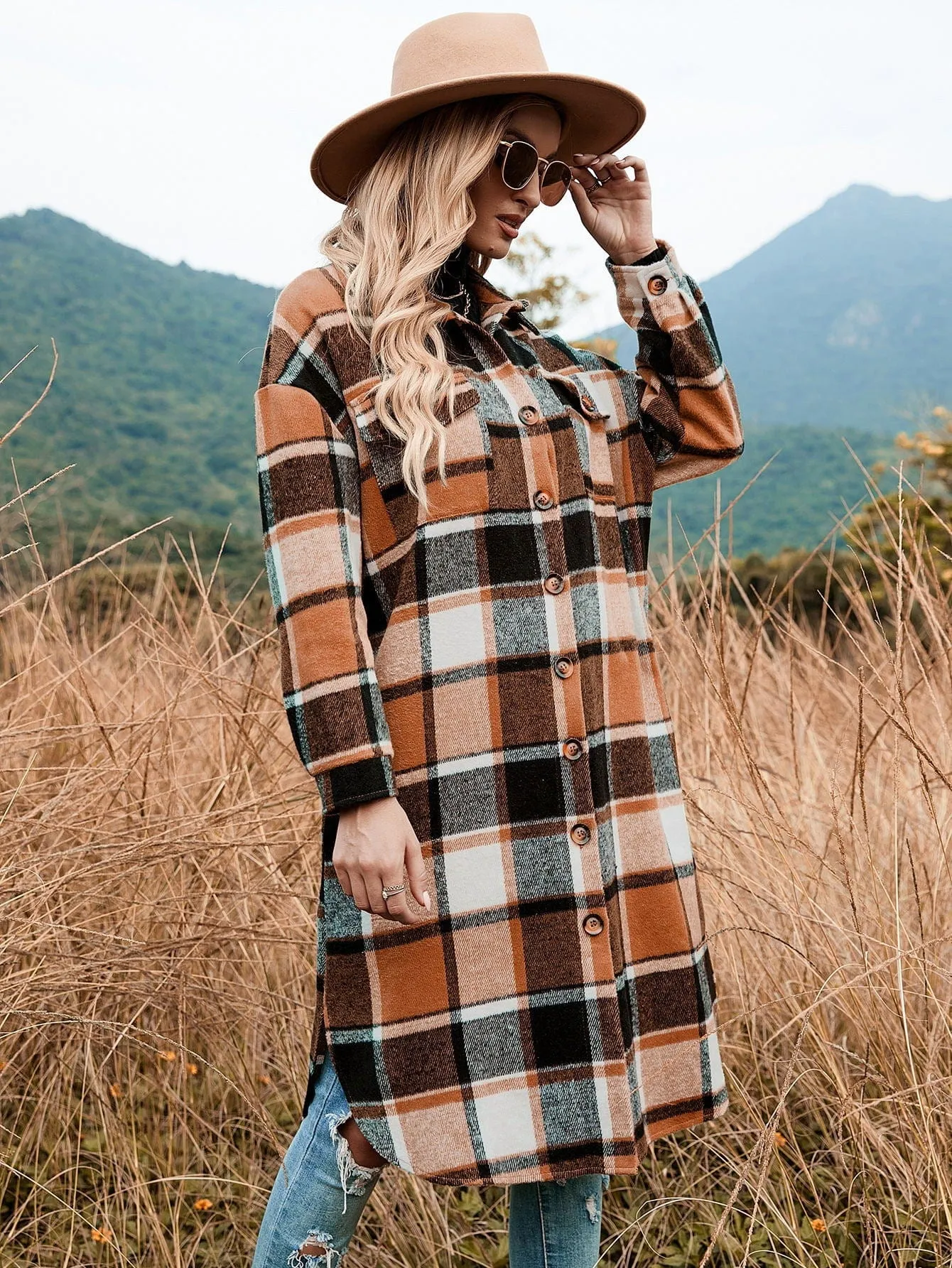 Celeste Longline Plaid Shacket