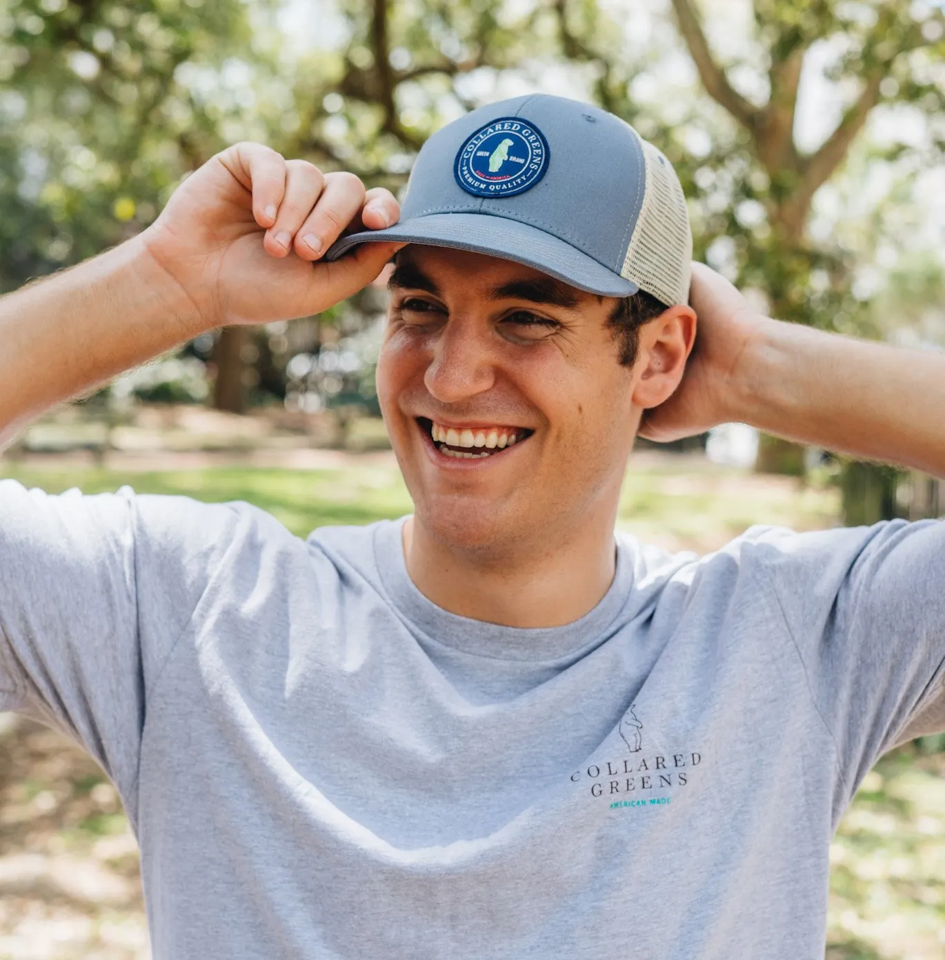 Charleston Carriage: Badged Trucker Cap - Cattail