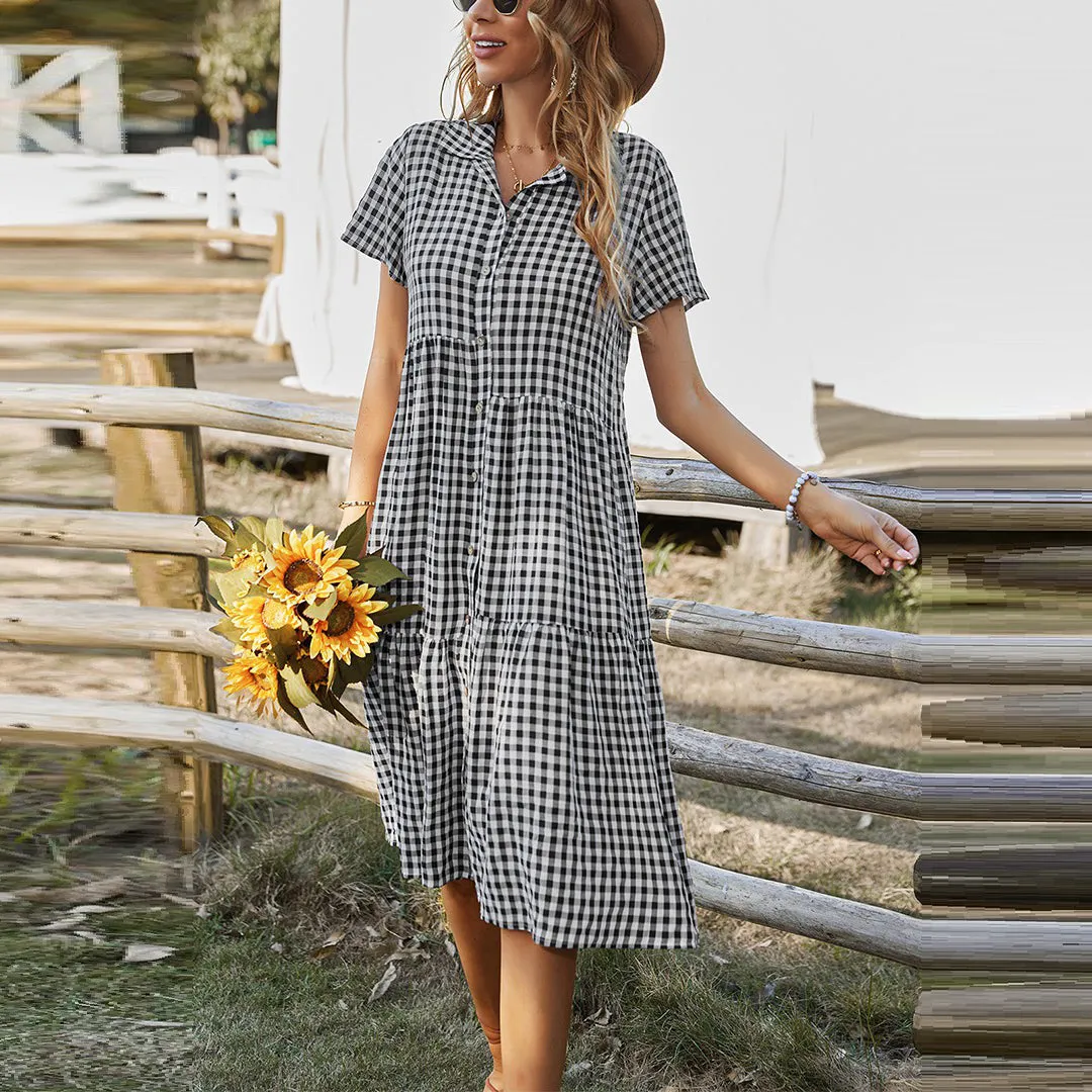 Checkered Charm Midi Dress