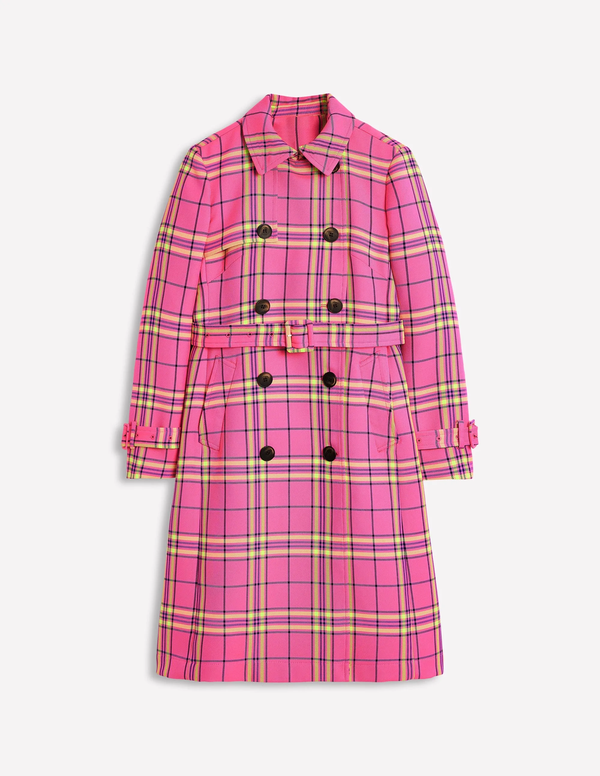 Cheltenham Trench Coat-Pink Neon Check