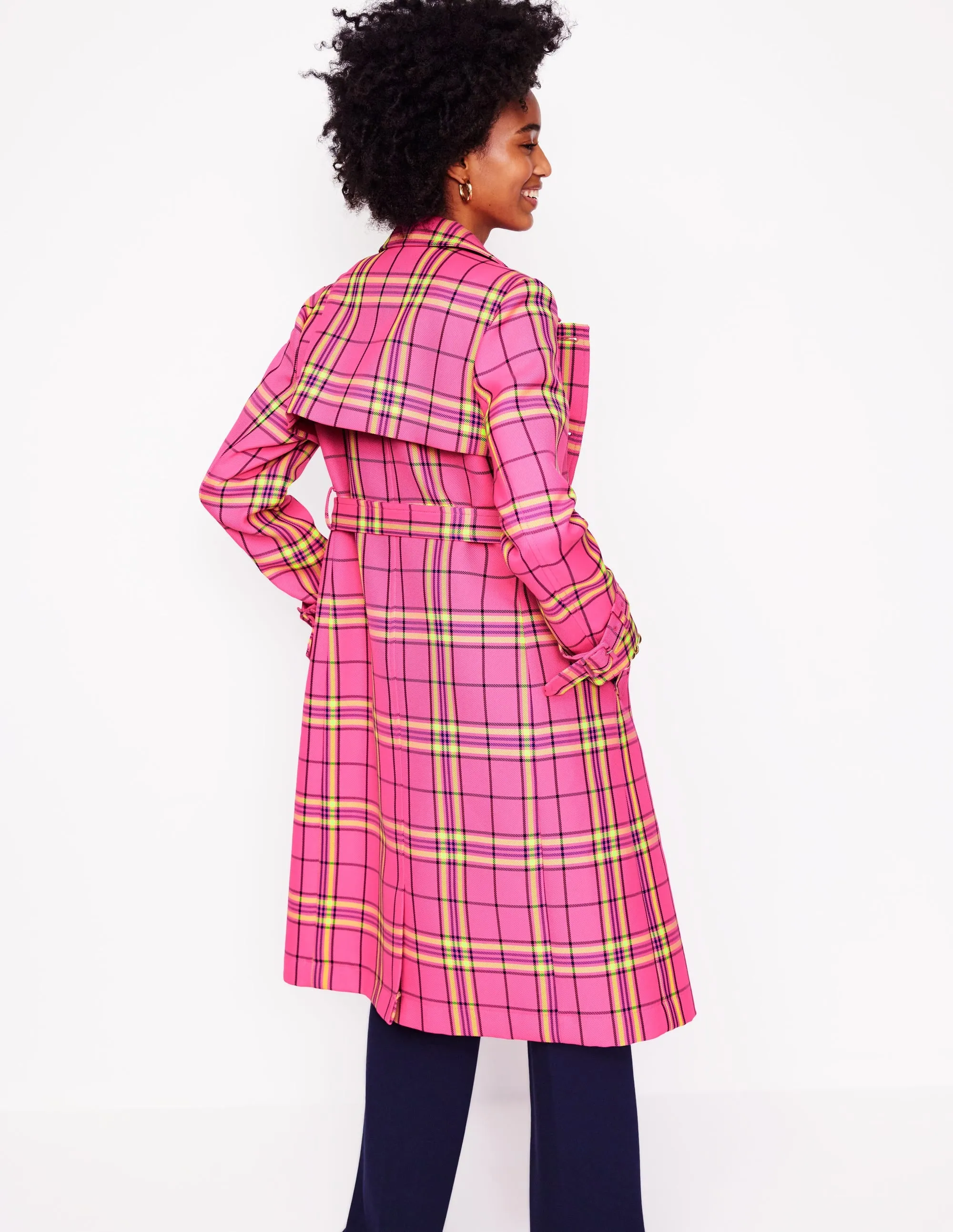 Cheltenham Trench Coat-Pink Neon Check