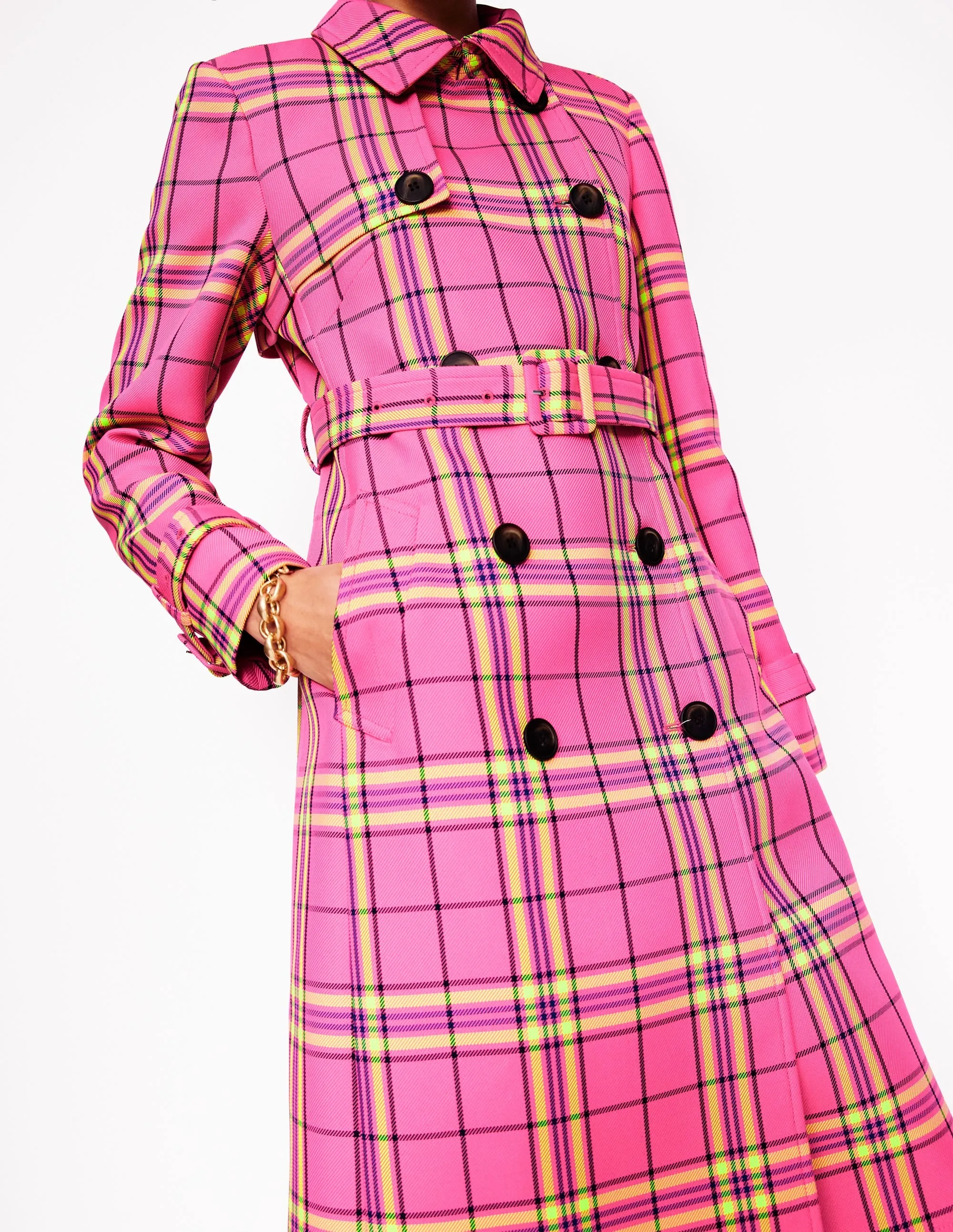 Cheltenham Trench Coat-Pink Neon Check