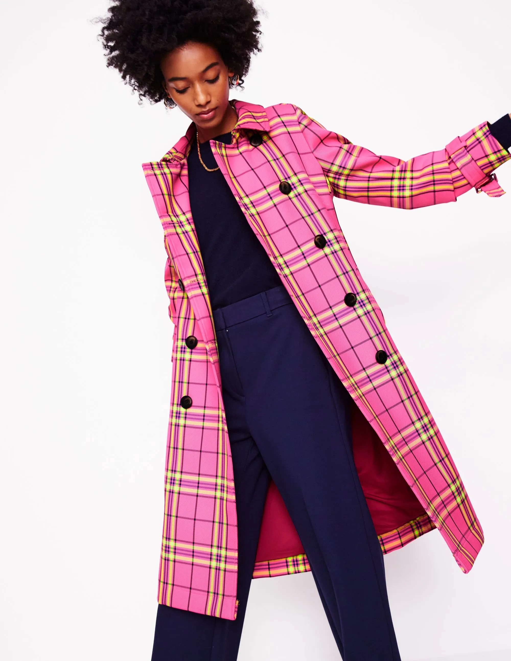 Cheltenham Trench Coat-Pink Neon Check