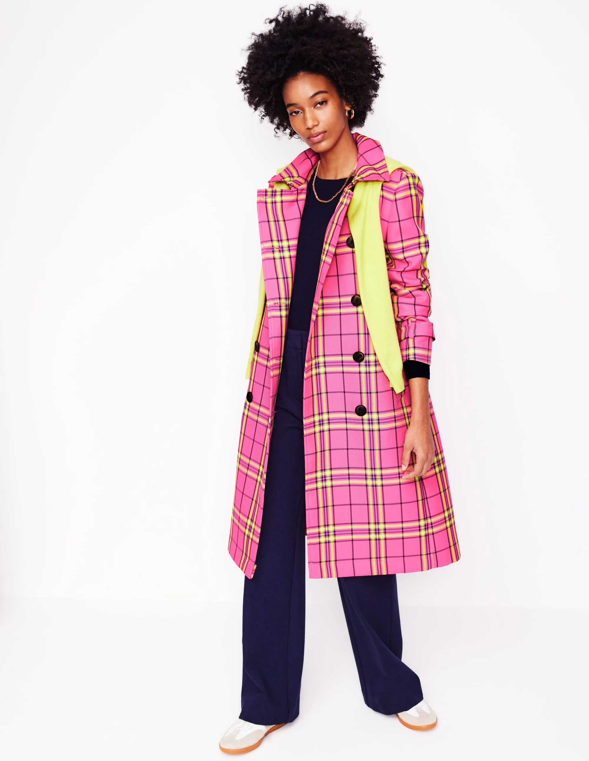 Cheltenham Trench Coat-Pink Neon Check