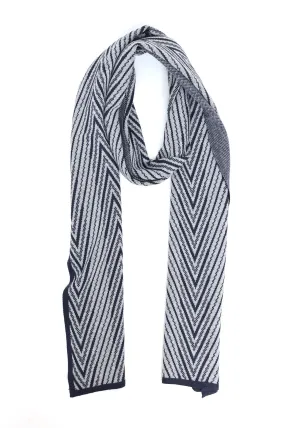 CHEVRON KNIT SCARF-NAVY