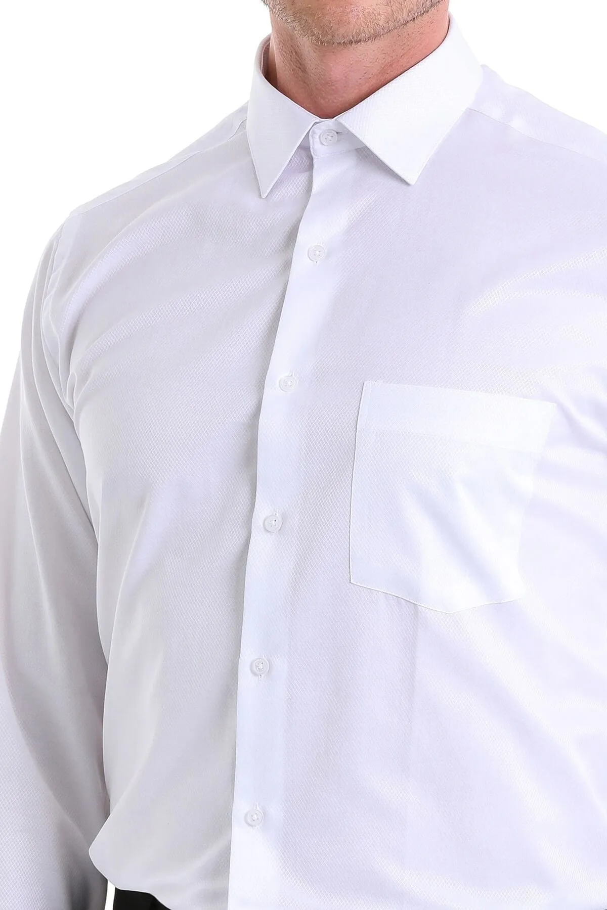 Classic Fit Cotton Blend White Dress Shirt