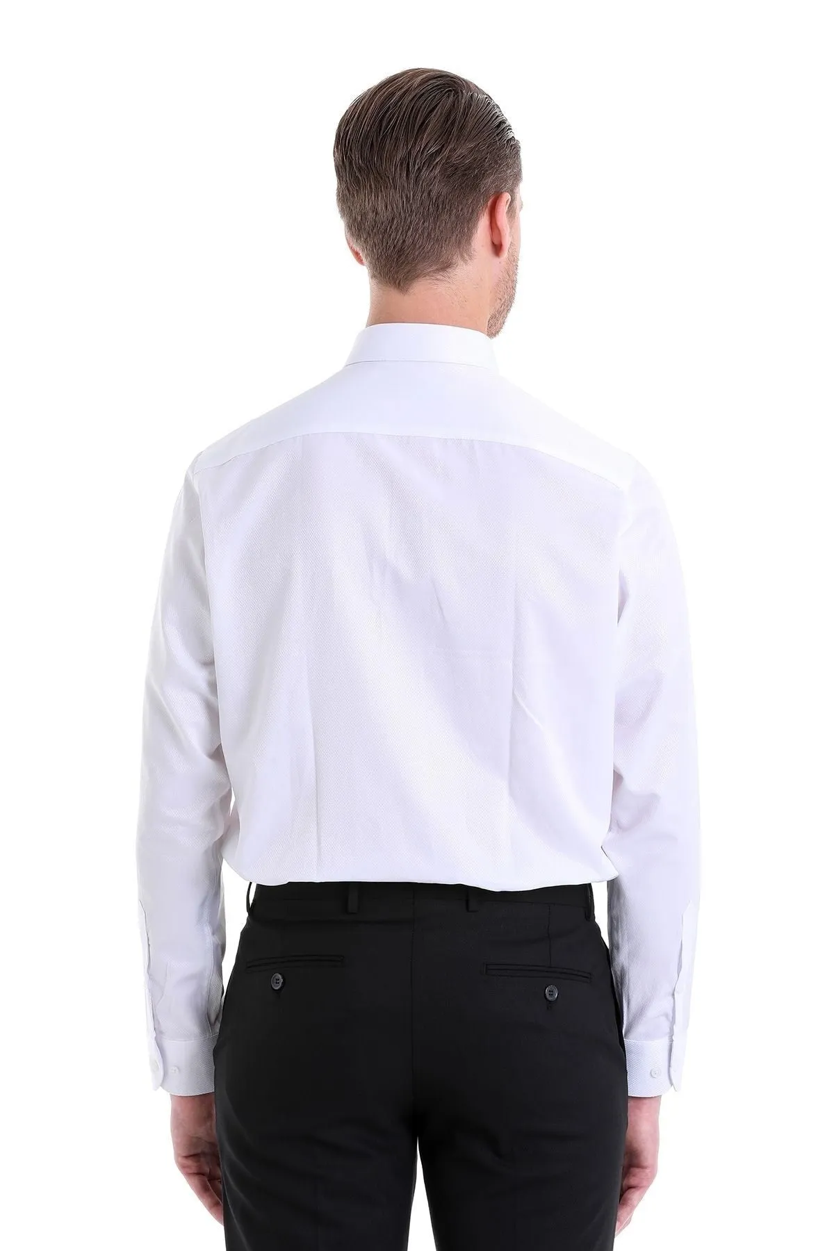 Classic Fit Cotton Blend White Dress Shirt