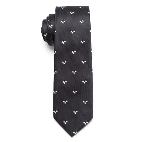 Classy Men Black Patterned Skinny Tie