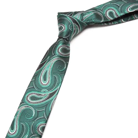 Classy Men Green Paisley Skinny Tie